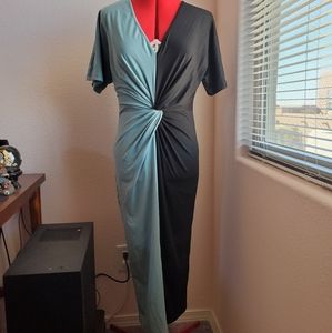 Two Tone Black and Mint Blue Pencil Dress Size Medium